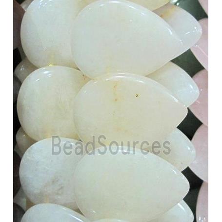 white jade bead, teardrop