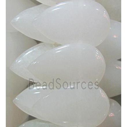 white jade bead, teardrop