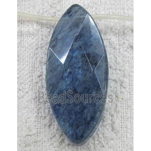 watermelon quartz bead, faceted flat-oval, blue