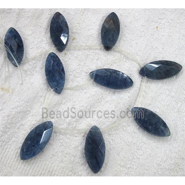 watermelon quartz bead, faceted flat-oval, blue