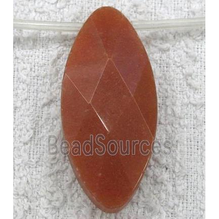 red aventurine bead, faceted flat-oval