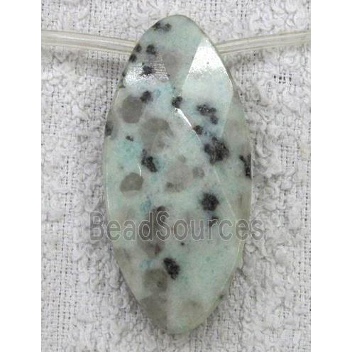 spotted dalmatian jasper beads, faceted flat-oval