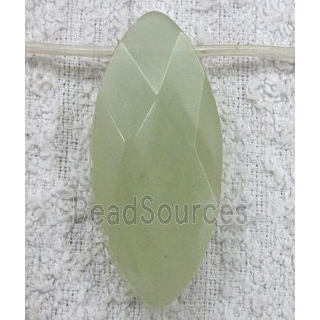 Chinese Jade bead, faceted flat-oval