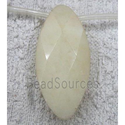 yellow jade bead, faceted flat-oval