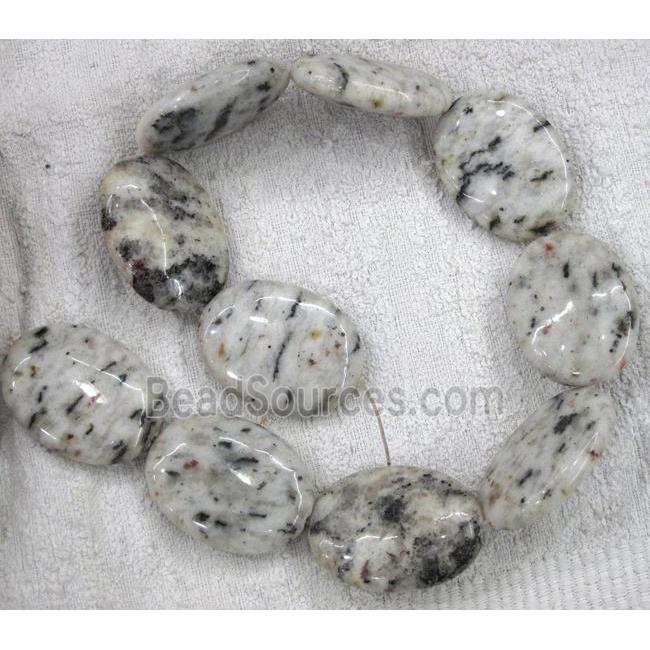 dalmatian jasper beads, flat-oval