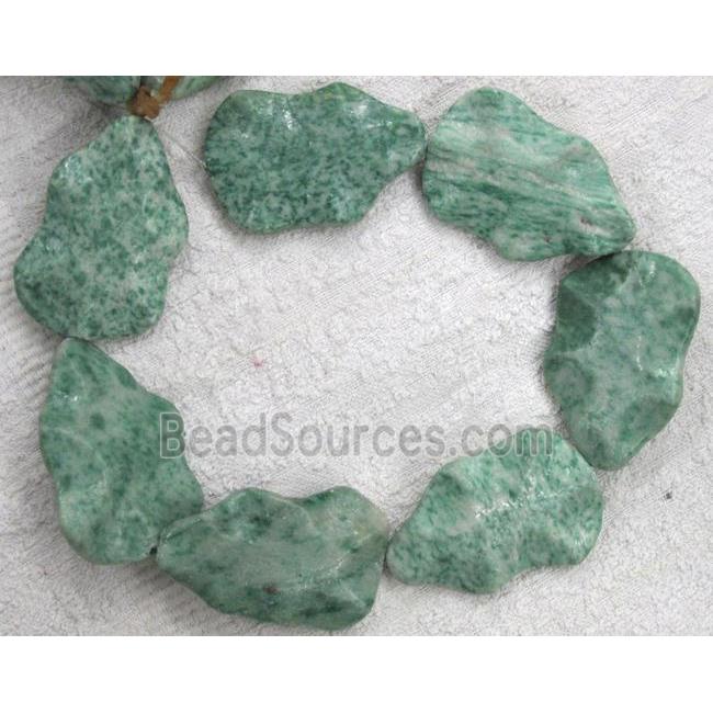 green rain jasper bead, cucurbit