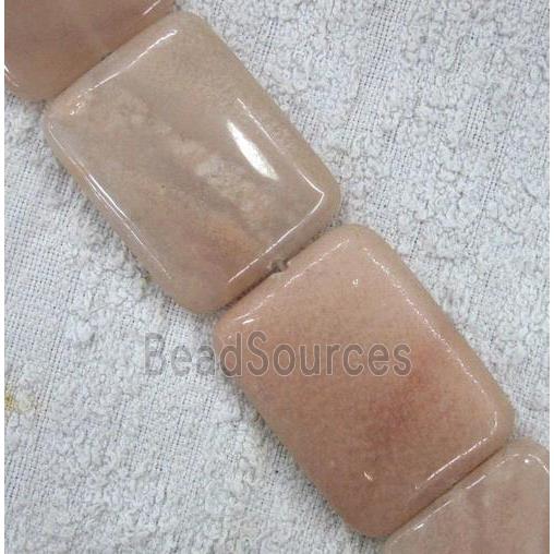 pink venturine bead, rectangle