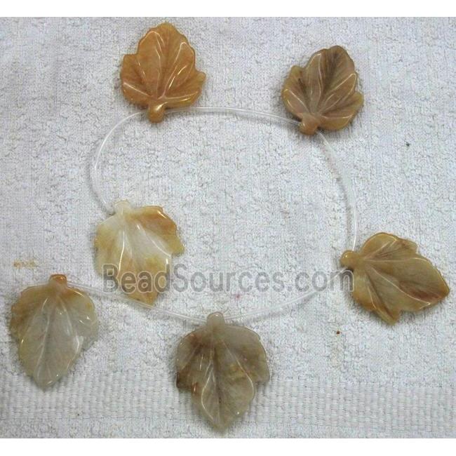 yellow jade pendant, leaf