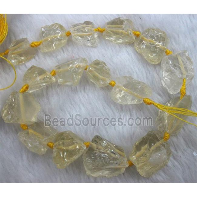 Lemon Quartz beads, freeform nugget, rough