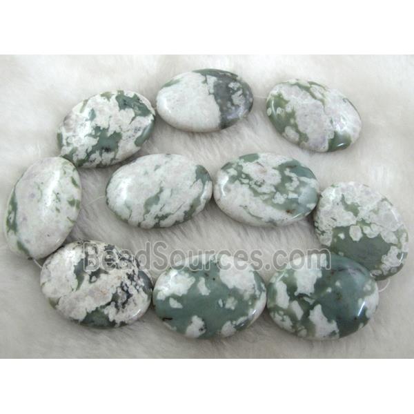 Flat oval gemstone bead