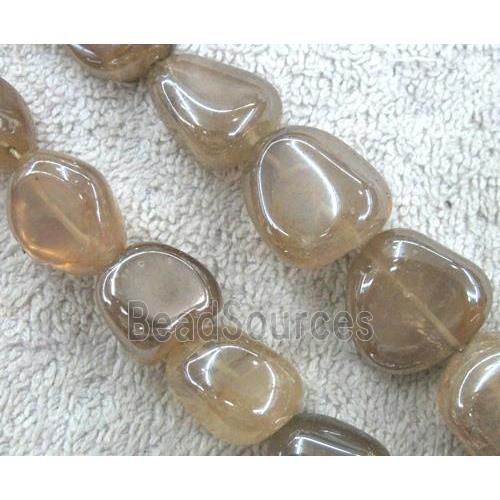 clear quartz bead, freeform, AB color electroplated