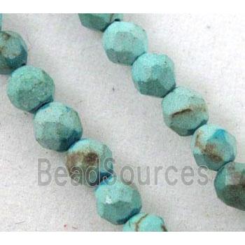 blue turquoise beads, tiny, faceted round