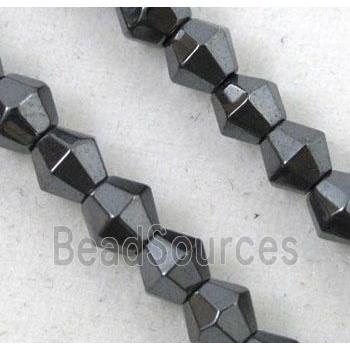 hematite beads, black, bicone