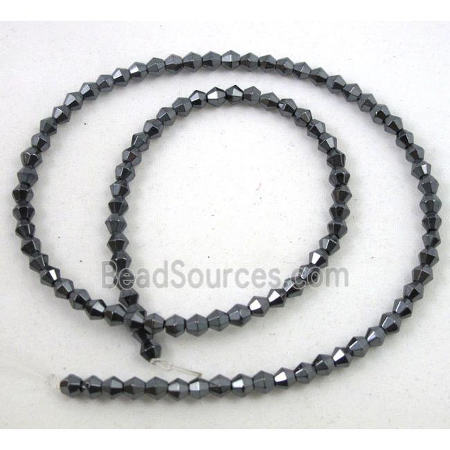 hematite beads, black, bicone