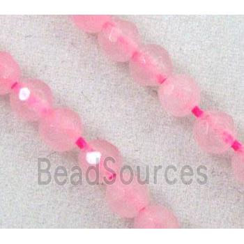 pink jade beads, tiny, faceted round