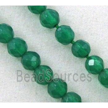 Green Agate Beads, tiny, faceted round