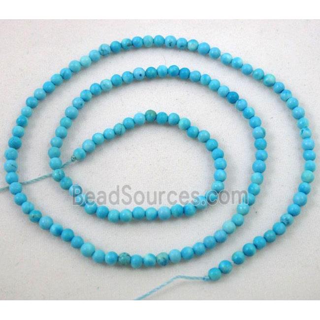 turquoise bead, tiny, round, blue