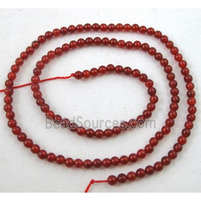 red agate bead, tiny, round