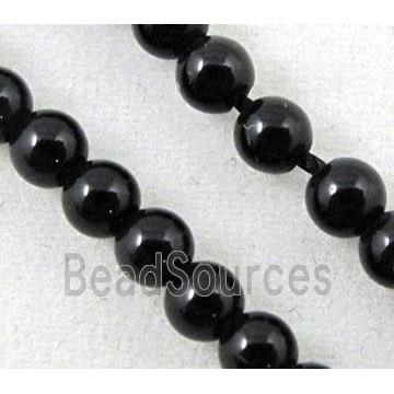 black onyx beads, tiny, round