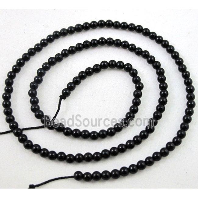 black onyx beads, tiny, round