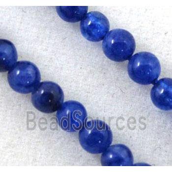 jade bead, tiny, round, deep blue