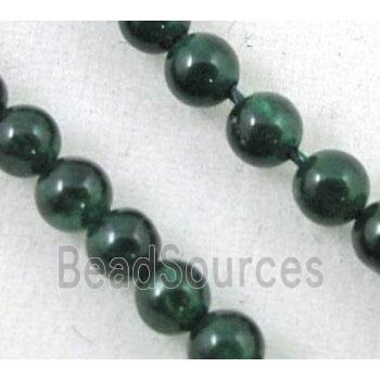 jade beads, tiny, round, deep green