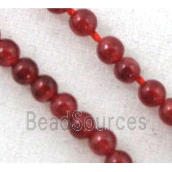 red jade beads, tiny, round