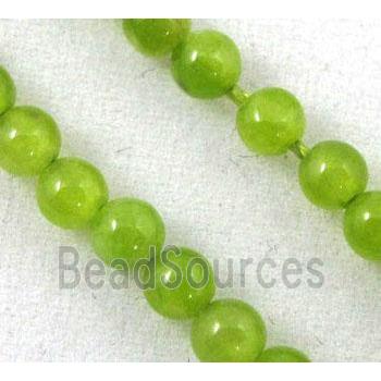 jade beads, tiny, round, olive