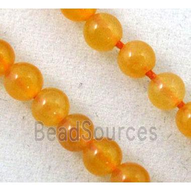 jade bead, tiny, round, orange