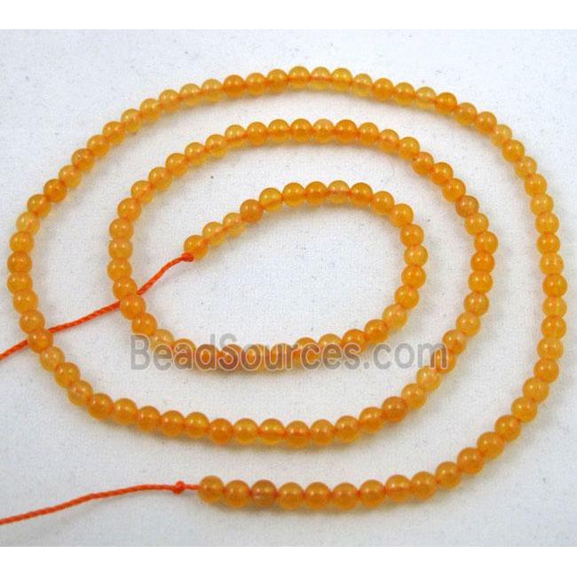 jade bead, tiny, round, orange