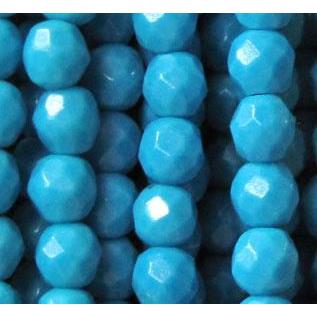 tiny turquoise beads, faceted round, blue