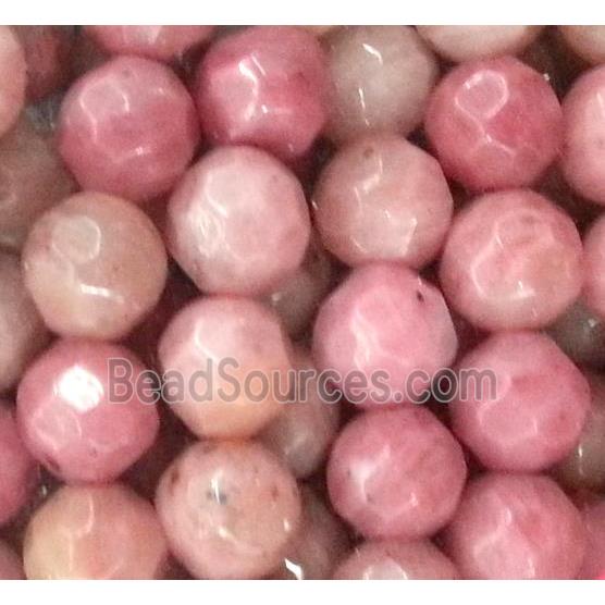 rhodonite beads, faceted round