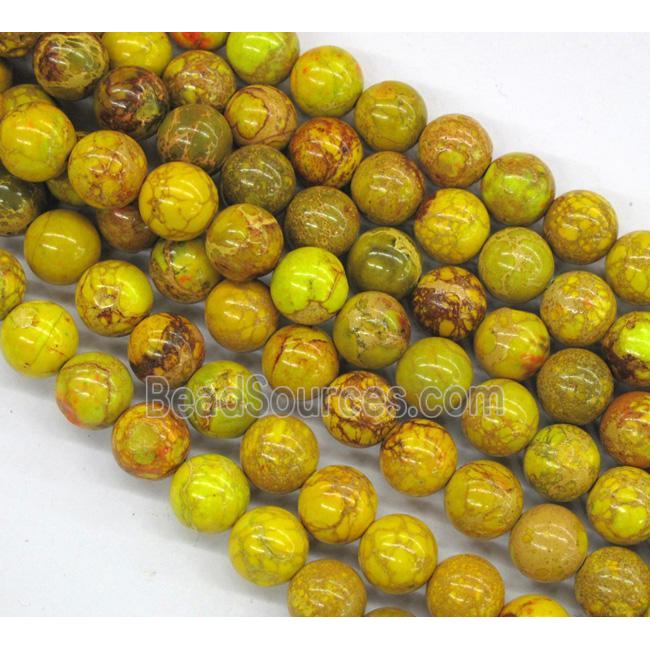 Sea Sediment Jasper beads, yellow, round