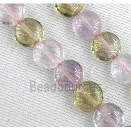 mixed gemstone beads, flat round