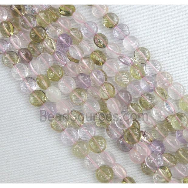 mixed gemstone beads, flat round