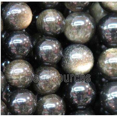 Mahogany Obsidian beads, round