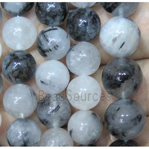 black Rutilated Quartz beads, round