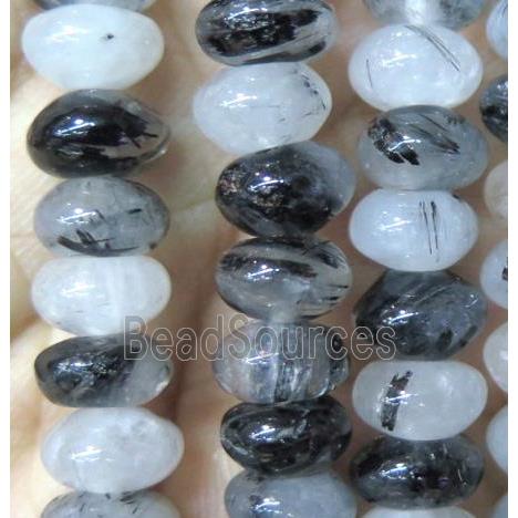 black Rutilated Quartz beads, rondelle