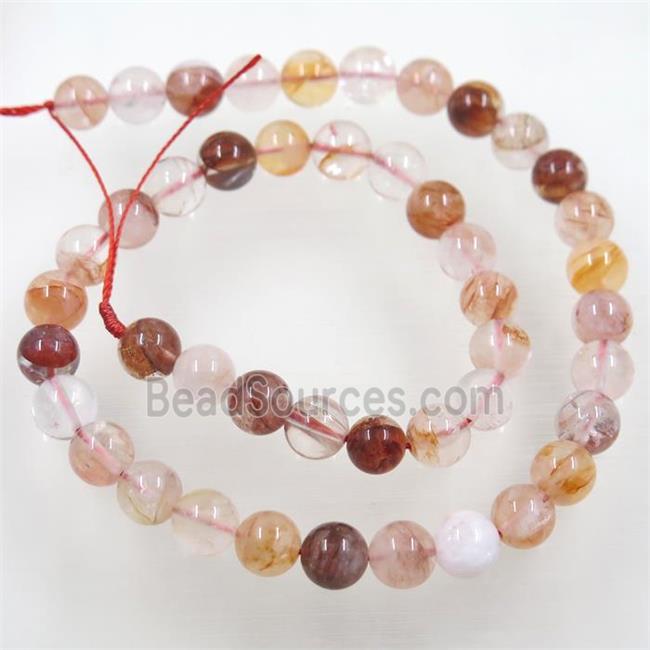 red Iron-Quartz beads, round