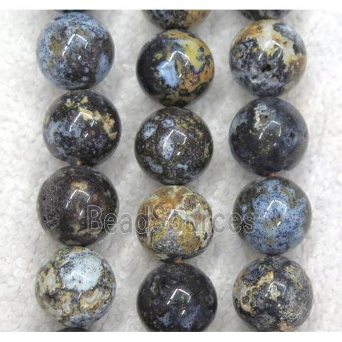 Natural Blue Ocean Agate Beads Smooth Round