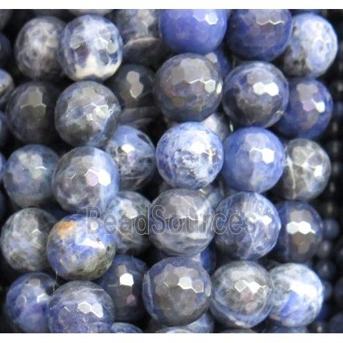 Natural Blue Sodalite Beads Faceted Round