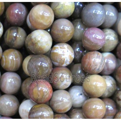 wooden Petrified Jasper beads, round