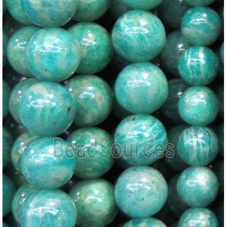 natural Russian Amazonite beads, round, green, AA-grade