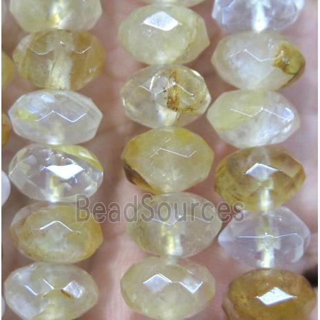 Iron-Quartz beads, yellow, faceted rondelle