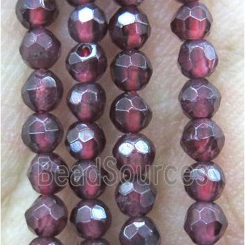 Red Garnet Beads, tiny, faceted round