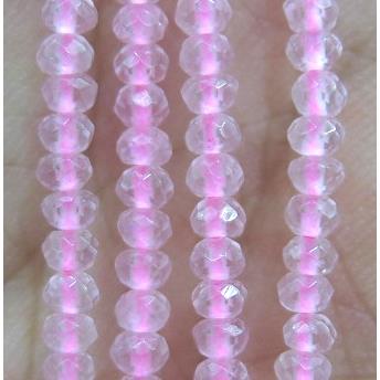 tiny Rose Quartz bead, faceted rondelle