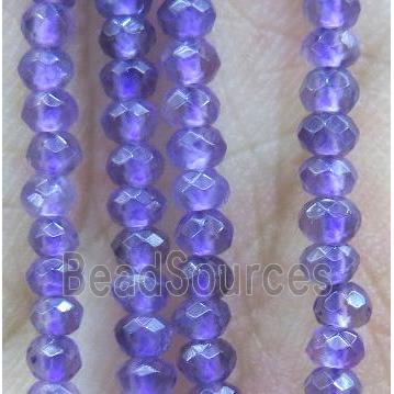 tiny Amethyst bead, faceted rondelle, purple