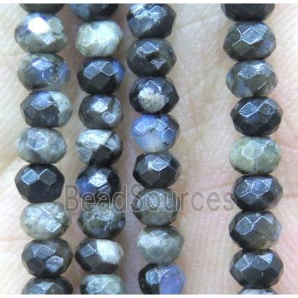 tiny gray Opal Beads, faceted rondelle