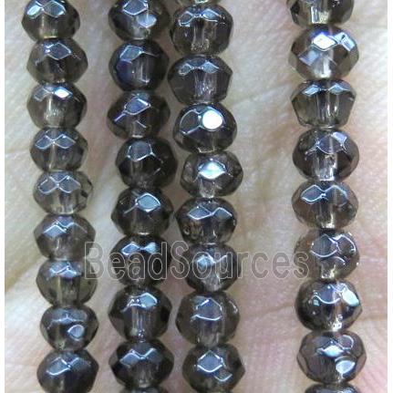 tiny Smoky Quartz Beads, faceted rondelle