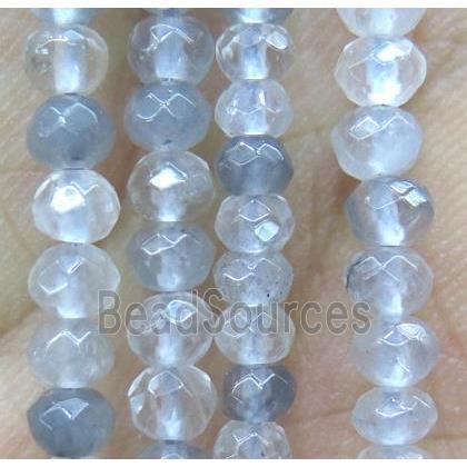 tiny cloudy quartz beads, faceted rondelle